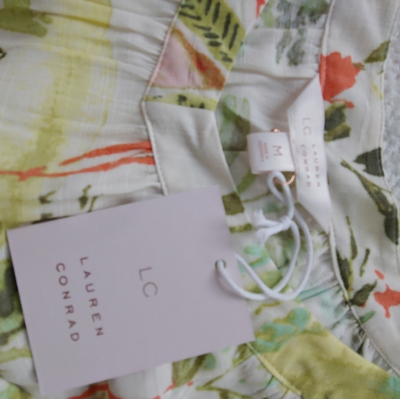 NWT LC Lauren Conrad Banded Neck Peasant Blouse - Size M - Picture 5 of 9